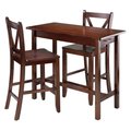 Winsome Winsome 94364 33.27 x 39.37 x 19.69 in. Sally Breakfast Table Set with 2 V-Back Stool; Walnut - 3 Piece 94364